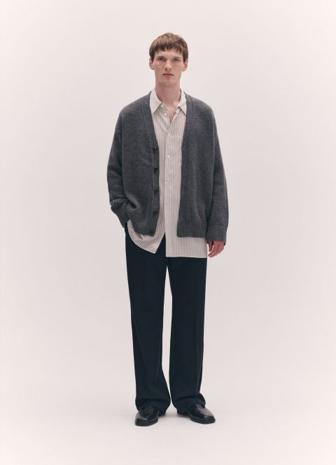 mens maura v neck cardigan in derby grey 1