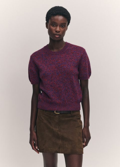wicklow t shirt in poppy and port mouline 1