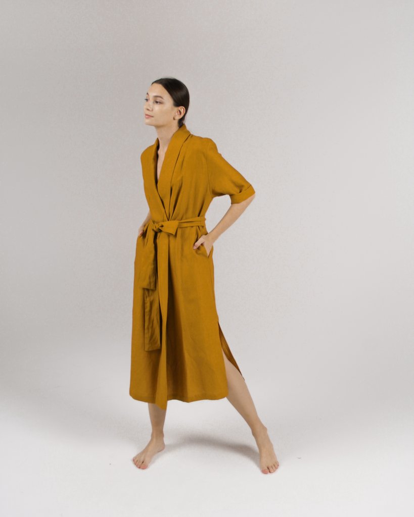 The Convertible Wrap Dress in Mustard